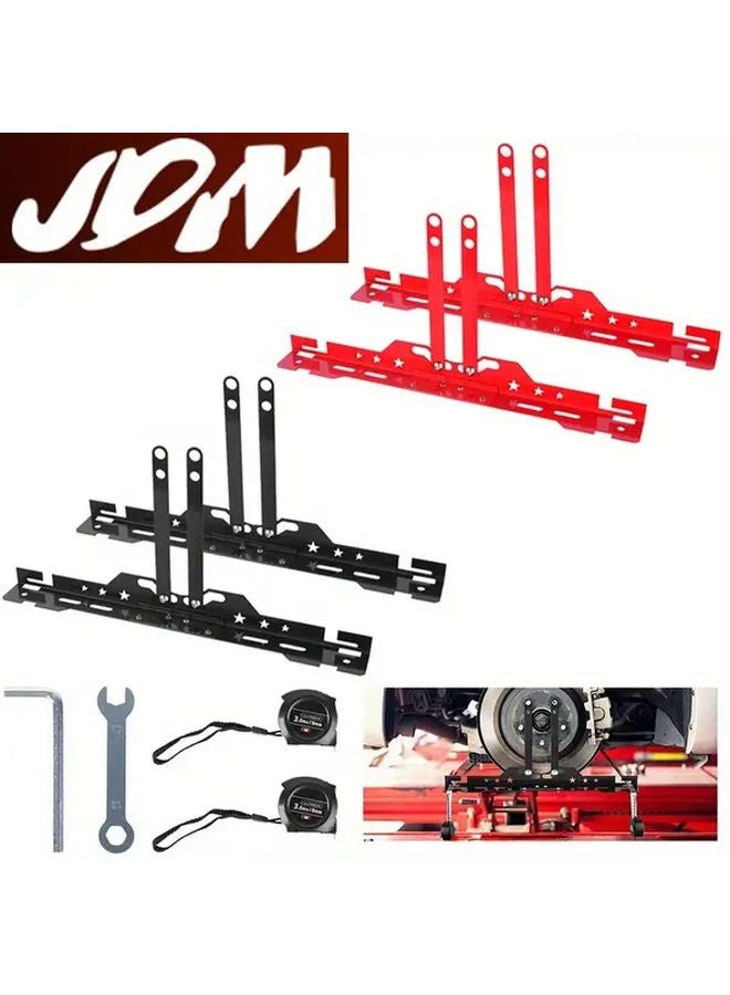 Red Wheel Alignment Tool Set 2Pcs with Tape Measures for DIY Car Front End Adjustment - Image 1
